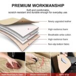 BEITK Leather Car Seat Covers: Universal Fit, Waterproof, Storage Pocket (Beige) - Image 3
