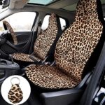 Leopard Print Car Interior Set: Seat Covers, Steering Wheel, Cup Holders & Pads - Image 6