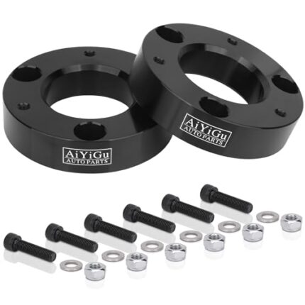 AiYiGu 2 Inches Front Leveling Lift Kit Compatible with 2007-2024 Chevy Silverado 1500/GMC Sierra 1500 2WD 4WD, 2'' Aluminum Front Strut Spacers Suspension Lift Kits Lift Spacers on Pickup&Truck, 2PCS