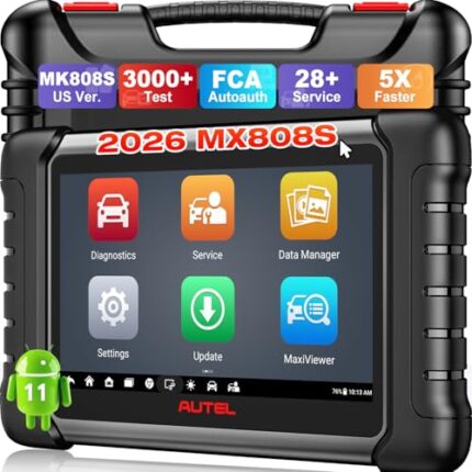 Autel Scanner MaxiCheck MX808S, 2026 US Ver. of MaxiCOM MK808S/ MK808Z, Bidirectional 11OS as MX900 MK900 MK900BT, 3000+ Active Test, 28+ Service, OE All System OBDII Diagnostic Tool, FCA Autoauth