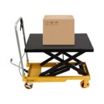 CheriMuMu Hydraulic Lift Cart, 500LBS Capacity Hydraulic Scissor Lift Table, Manual Single Scissor Hydraulic Lift with Locking Wheels for Material Handling and Transportation, Adjustable Height