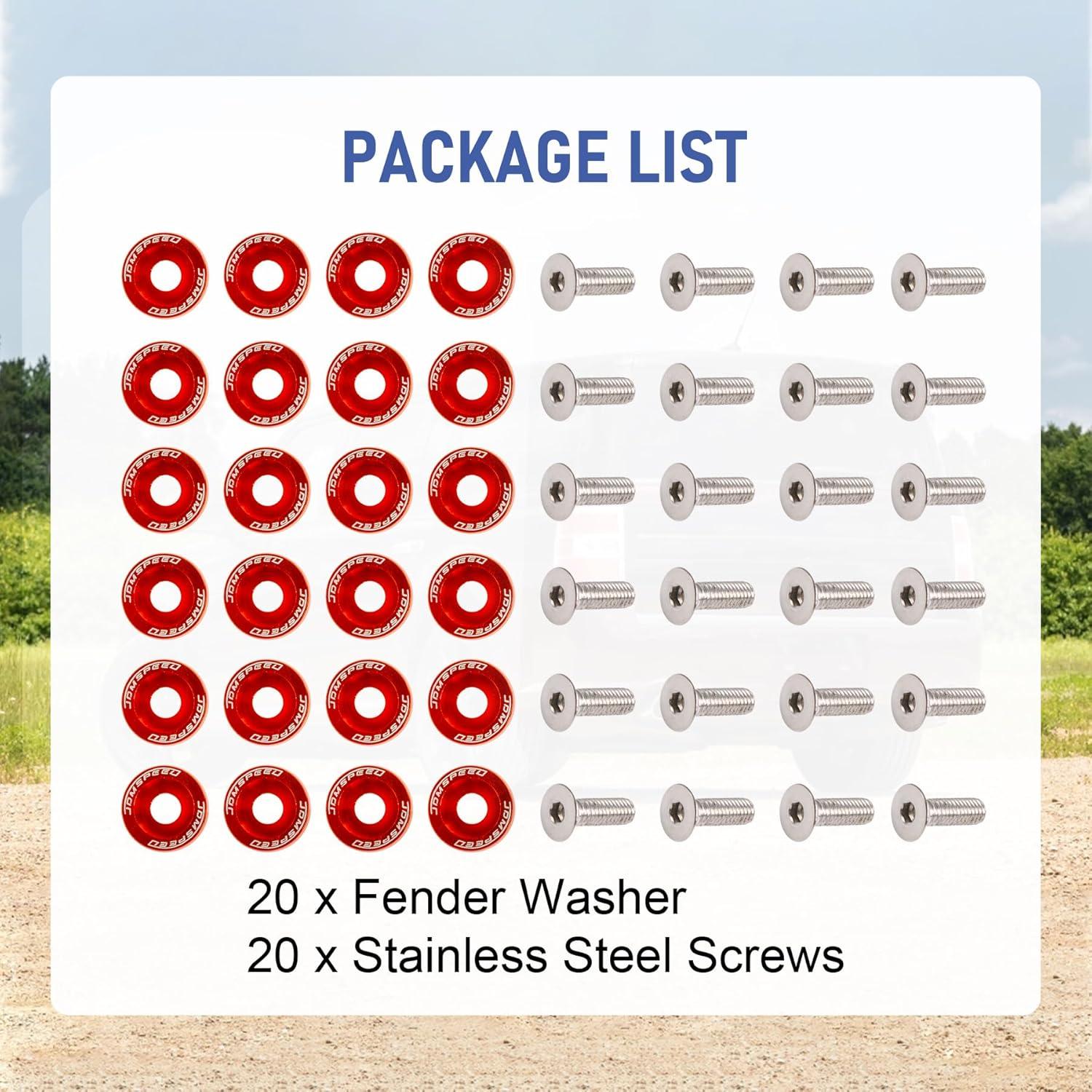 Rev Up Your Ride: CNC⁢ Red fender Washer Kit