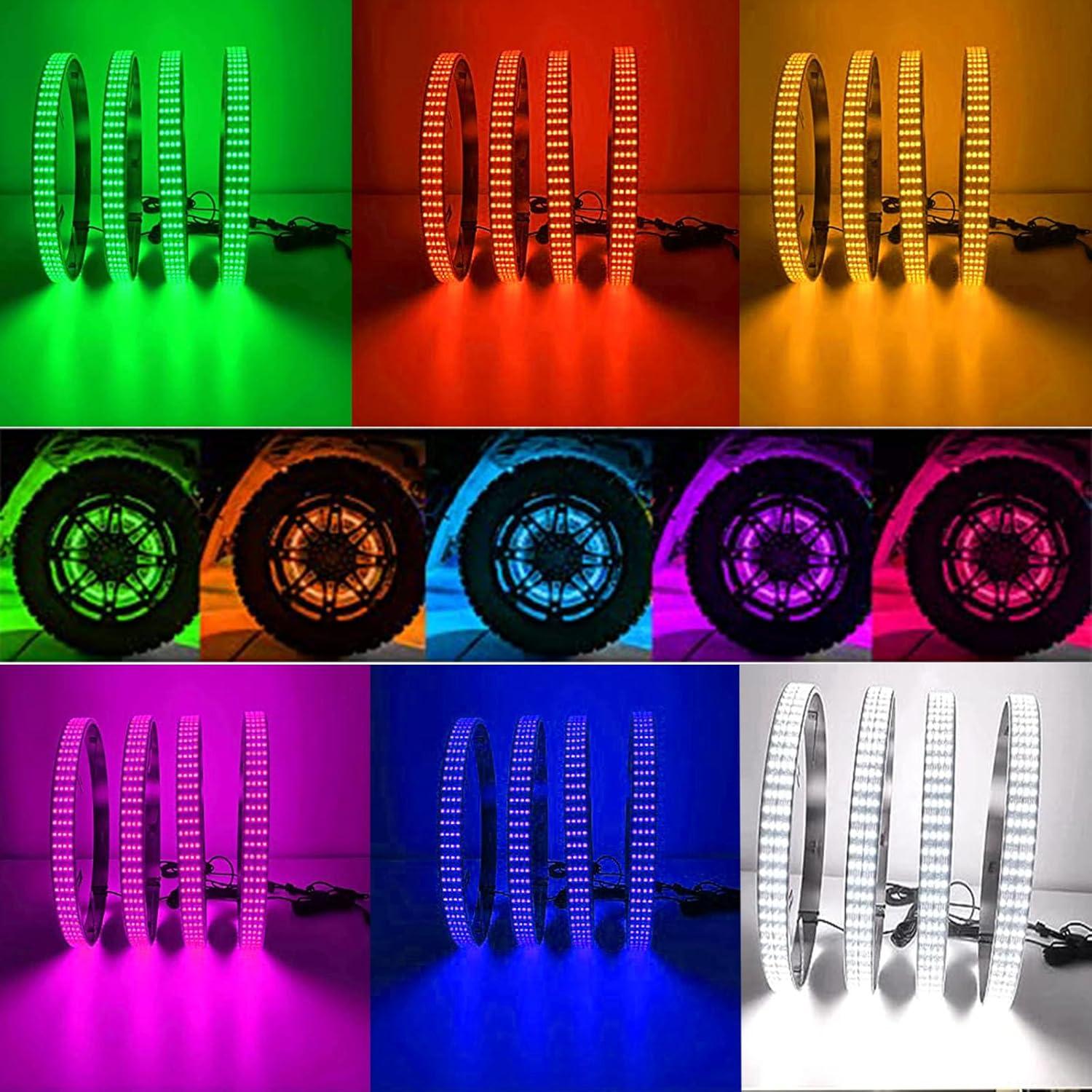 Illuminate Our Rides: 17in RGBW Wheel Ring ⁣Lights for Every ⁢Adventure!