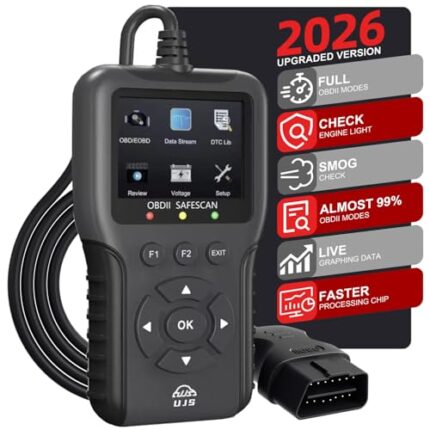 UJS 2026 Enhanced Universal OBD2 Scanner, Check Engine Code Reader - 45000+ Fault Codes, Live Data, I/M Readiness, Battery Voltage Check, Read & Clear Error Codes for All OBDII Protocol Car 1996+