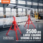 VEVOR 2500lbs Adjustable Pipe Stand Heavy Duty Folding Jack Welder - Image 2