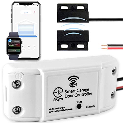 eKyro Smart Garage Door Opener - Universal WiFi Remote Controller eKyro Smart Garage Door Opener - Universal WiFi Remote Controller Compatible with Alexa, Google Home, iPhone, Siri, Android, Door Left Open Alert, Door Security Systems, Updated Model
