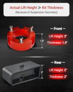 Toyota Tacoma Lift Kit 3" Front 2" Rear Leveling Spacers 2005-2023 Red 6-Lug - Image 3