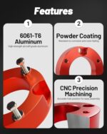 Toyota Tacoma Lift Kit 3" Front 2" Rear Leveling Spacers 2005-2023 Red 6-Lug - Image 4