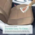 FH Group Tan PU Leather Front Car Seat Covers Universal Fit - Image 6