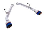 Replacement For 2014-2024 Infiniti Q50 STAINLESS STEEL POLISHED SILVER Muffler Axle Back 4" Double Wall Dual Burnt Tips Exhaust