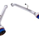 Replacement For 2014-2024 Infiniti Q50 STAINLESS STEEL POLISHED SILVER Muffler Axle Back 4" Double Wall Dual Burnt Tips Exhaust