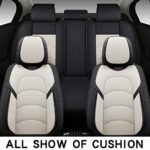 Premium Full Coverage Car Seat Covers: Waterproof Leather Universal Fit Black White - Image 4