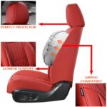 KEYOOG Leather Car Seat Covers Waterproof 2-Seater Front Set Red - Image 4