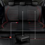 Premium Leather Car Seat Cover: Waterproof Universal Fit Black Red Rear Bench - Image 2
