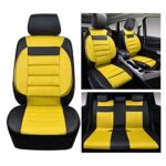 CAR PASS Leather 3D Foam Back Support Seat Covers Black Yellow Air Mesh Full Set - Image 2