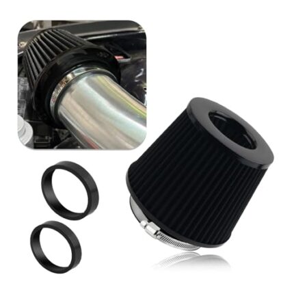Cold Air Intake Filter with 76,89,102mm Adapter Ring,Round Cone Air Filter for Enhanced Engine Power,High-Performance Cold Air Intake Kit for Most Vehicles