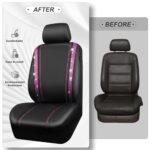 Diamond Bling Car Seat Covers Full Set Black Pink Waterproof Leather Women - Image 5
