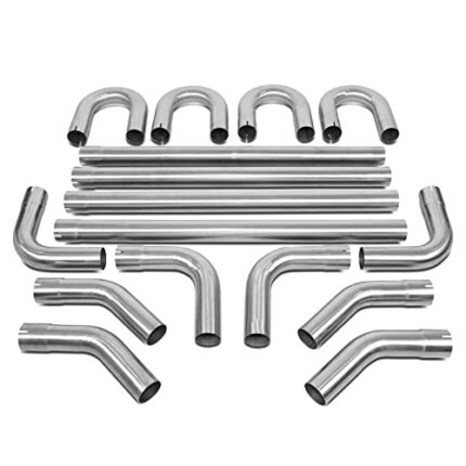 ‎DNA MOTORING ZTL-30SS 16 Pcs 3.0 Inches Stainless Steel DIY Custom Exhaust Tubing Mandrel Bend Pipe Straight & U-Bend Kit, Universal Fit