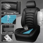 CAR PASS Black Leather Car Seat Covers Waterproof Universal Set - Image 7