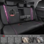 Diamond Bling Car Seat Covers Full Set Black Pink Waterproof Leather Women - Image 4