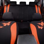 Stylish Orange Butterfly Car Seat Covers - Full Set for Women, Universal Fit - Image 8
