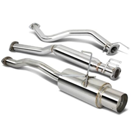 DNA MOTORING CBE-HC01EX Muffler CatBack Exhaust System [Compatible with 01-05 Honda Civic EX 2/4-Door 1.7L]
