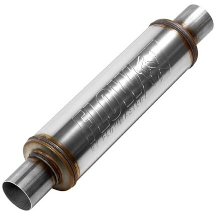 Flowmaster Flow FX Chambered Muffler – 2.25” Center In / 2.25” Center Out – Round Body – Moderate Sound – Stainless Steel – Affordable Performance for Modern Trucks, Muscle Cars & Daily Drivers, 71415
