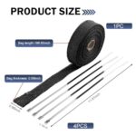 Bawkars 196" Exhaust Heat Wrap Tape Black Fiberglass Shield Kit - Image 2