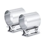 ELSHINE 1.5 Inch Exhaust Clamp1.5 Butt Joint Band Clamp Exhaust Pipe Clamps Muffler Sleeve Coupler Stainless Steel 304 for Pipes,Mufflers,2PCS