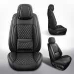 MIROZO Waterproof Leather Car Seat Covers Full Set Black Universal - Image 5