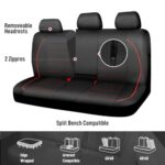 Premium Leather Car Seat Cover: Waterproof Universal Fit Black Red Rear Bench - Image 3