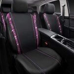 Diamond Bling Car Seat Covers Full Set Black Pink Waterproof Leather Women - Image 2