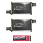 Flowmaster 71236 FlowFX Muffler Set (2 Pack) – Offset In/Out 2.5 Inch Muffler – Durable 409S Stainless Steel for Exhaust Tone – Moderate Sound Mufflers for Trucks, Street Builds & More