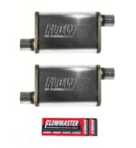 Flowmaster 71236 FlowFX Muffler Set (2 Pack) – Offset In/Out 2.5 Inch Muffler – Durable 409S Stainless Steel for Exhaust Tone – Moderate Sound Mufflers for Trucks, Street Builds & More