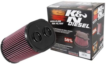 K&N High-Flow Original Lifetime Engine Air Filter: Increase Power & Towing, Washable, Premium, Replacement Air Filter: Compatible with 2017-2019 Ford Truck Super Duty V8 (F250, F350, F450, F550)E-0644