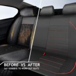 Premium Leather Car Seat Cover: Waterproof Universal Fit Black Red Rear Bench - Image 4