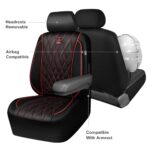 Premium Black/Red Leather Car Seat Covers - Waterproof Universal SUV Truck Protection - Image 4