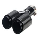 A-KARCK Carbon Fiber Exhaust Tip 2.5" Inlet to Dual 3.5" Outlet, High Temperature Resistance 9.8" Long Stainless Steel Tailpipe tip (Black Pipe and Black Shell)