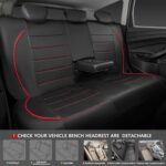 Premium Leather Car Seat Cover: Waterproof Universal Fit Black Red Rear Bench - Image 5