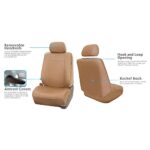 FH Group Tan PU Leather Front Car Seat Covers Universal Fit - Image 7