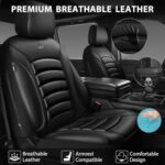 CAR PASS Black Leather Car Seat Covers Waterproof Universal Set - Image 8