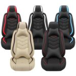 VW Golf Seat Covers 2000-2021 Luxury Nappa Leather Black 2pc - Image 7