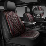 Premium Black/Red Leather Car Seat Covers - Waterproof Universal SUV Truck Protection - Image 2