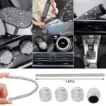 Sparkly Rhinestone Car Seat Covers Set w/ Steering Wheel & Console Bling Silver - Image 4