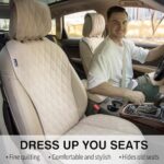 Breathable Sideless Car Seat Covers - Universal Fit, Non-Slip, Beige, 2 Pack - Image 2