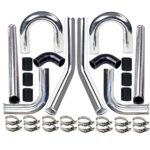 MOOSUN 2.5" 8pcs Universal Aluminum Tube Set 600MM Polished Aluminum Turbo Intercooler Pipe+8 Elbow Hose+16 Clamps Kit