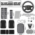 Sparkly Rhinestone Car Seat Covers Set w/ Steering Wheel & Console Bling Silver - Image 3