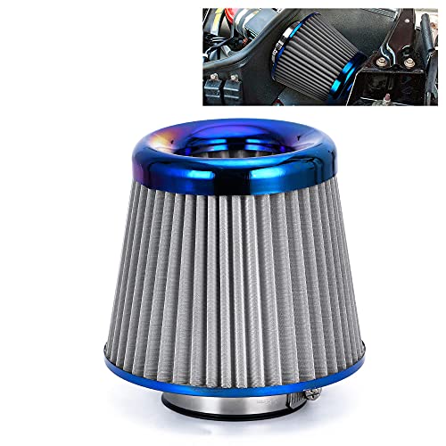 PTNHZ Universal Blue Neck 3" 76mm Car High Flow Cold PTNHZ Universal Blue Neck 3" 76mm Car High Flow Cold Air Intake Air Filter Power Intake Air Inlet System Mushroom Head Air Cleaner