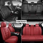 Premium Faux Leather Car Seat Covers: Full Set, Wine Red, Universal Fit 5-Seats - Image 7