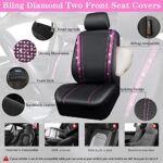 Diamond Bling Car Seat Covers Full Set Black Pink Waterproof Leather Women - Image 3
